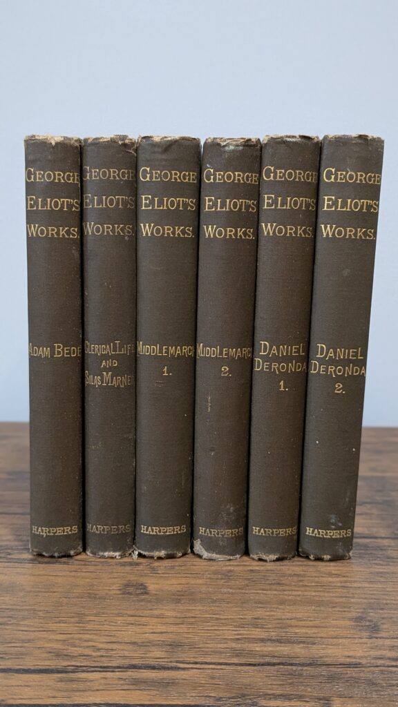 Novels of George Eliot (ca. 1880) — George Eliot — Incomplete Publisher's Set (Half-Set) | Significant Provenance - Front and Spine